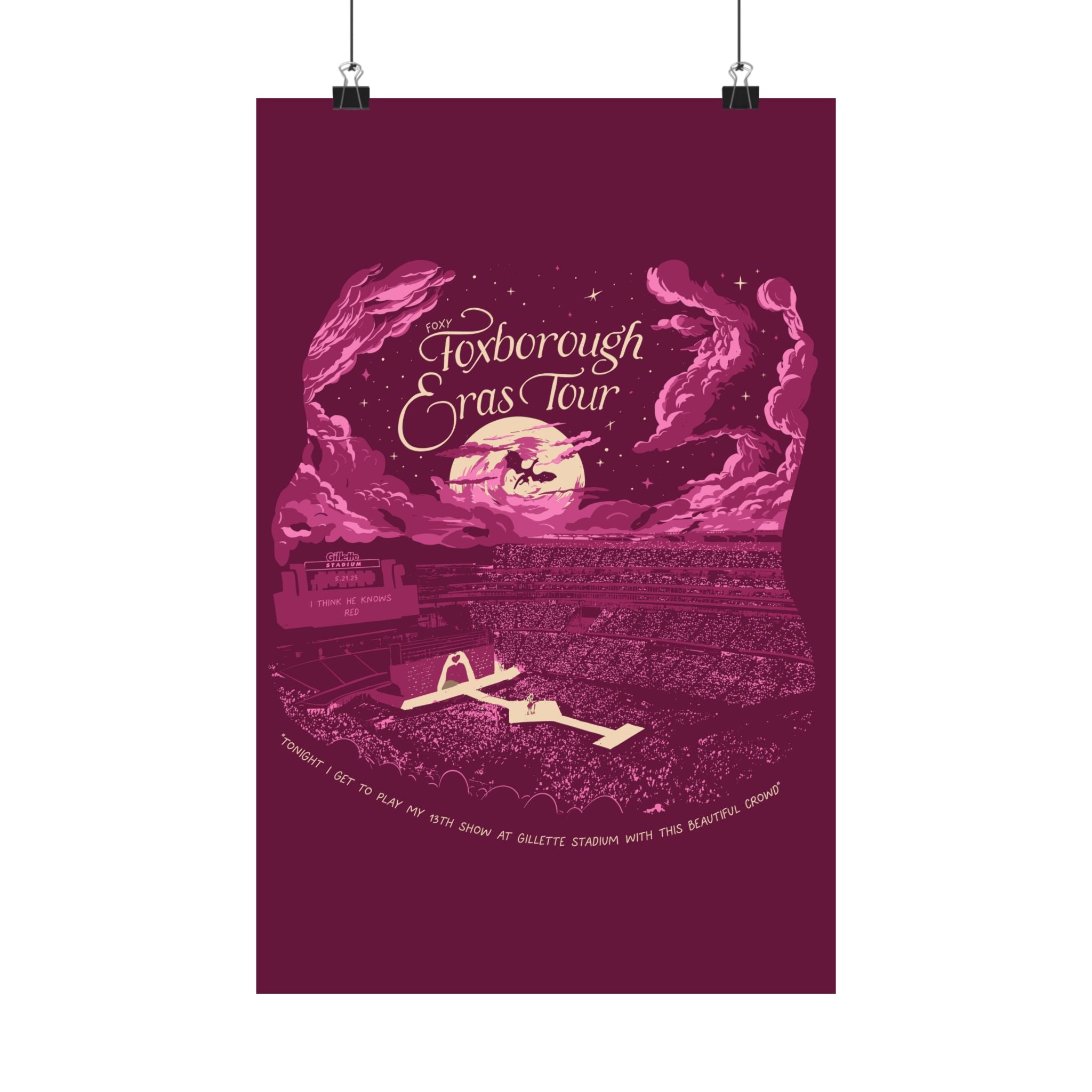 Pink Night Three Foxborough Eras Tour Gillette Stadium Poster
