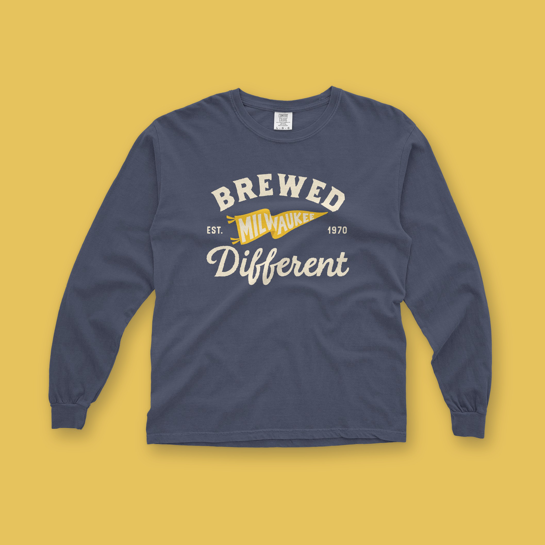 Brewed Different Milwaukee Long Sleeve Tee in Navy