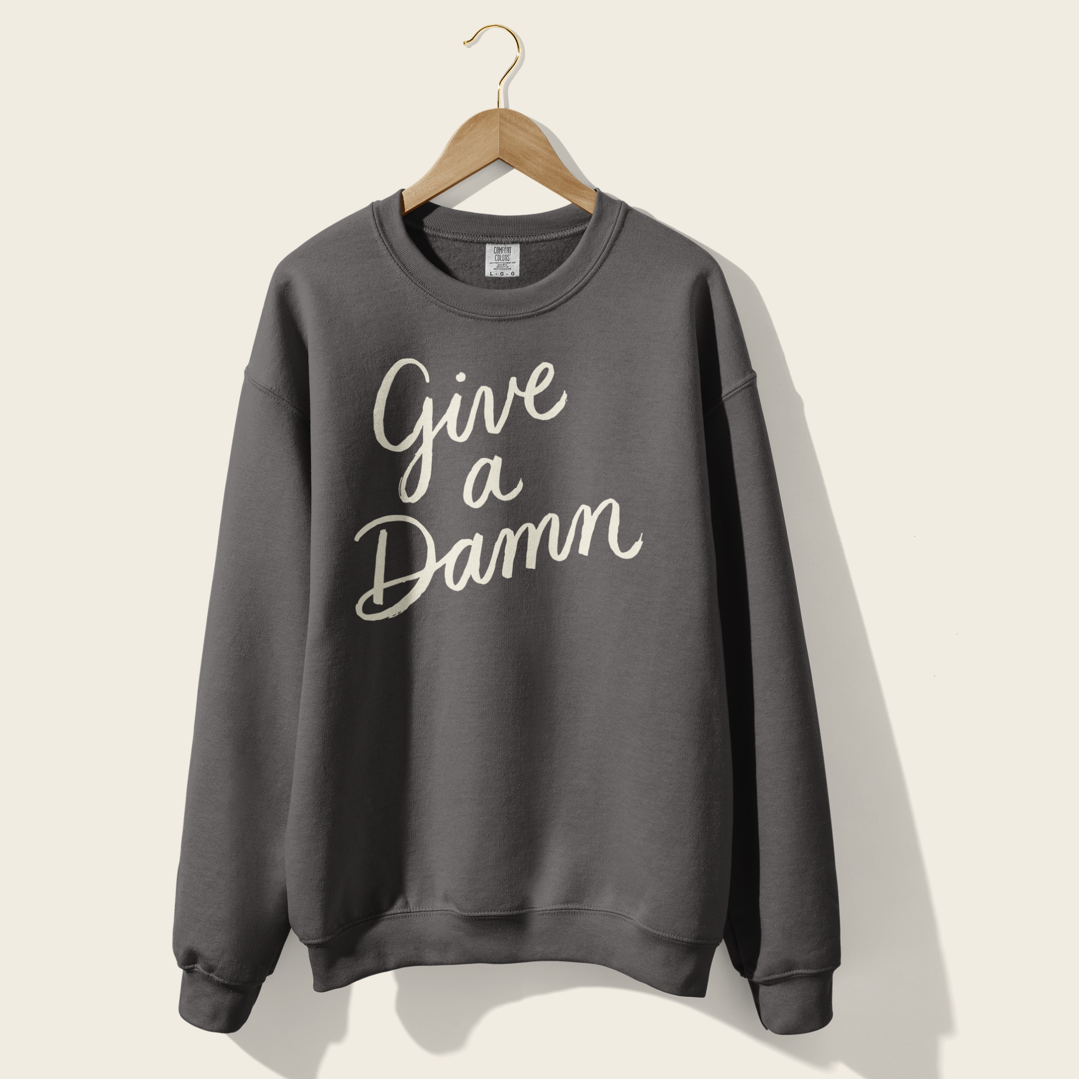 Give a Damn Crewneck in Pepper