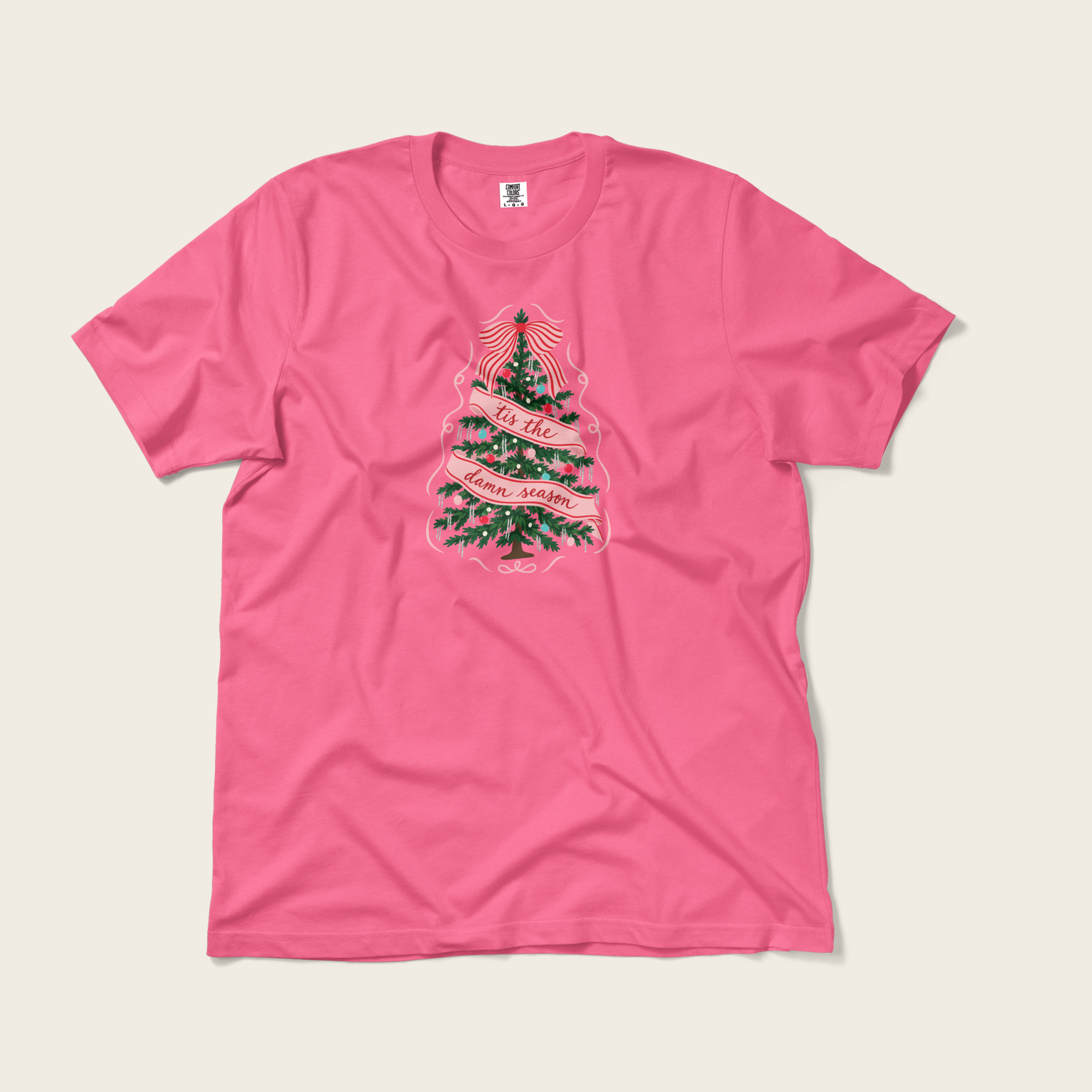 ’Tis the Damn Season Christmas Tree Tee in Crunchberry