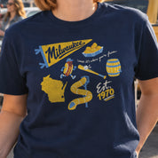 Milwaukee Forever Tee in True Navy, on model
