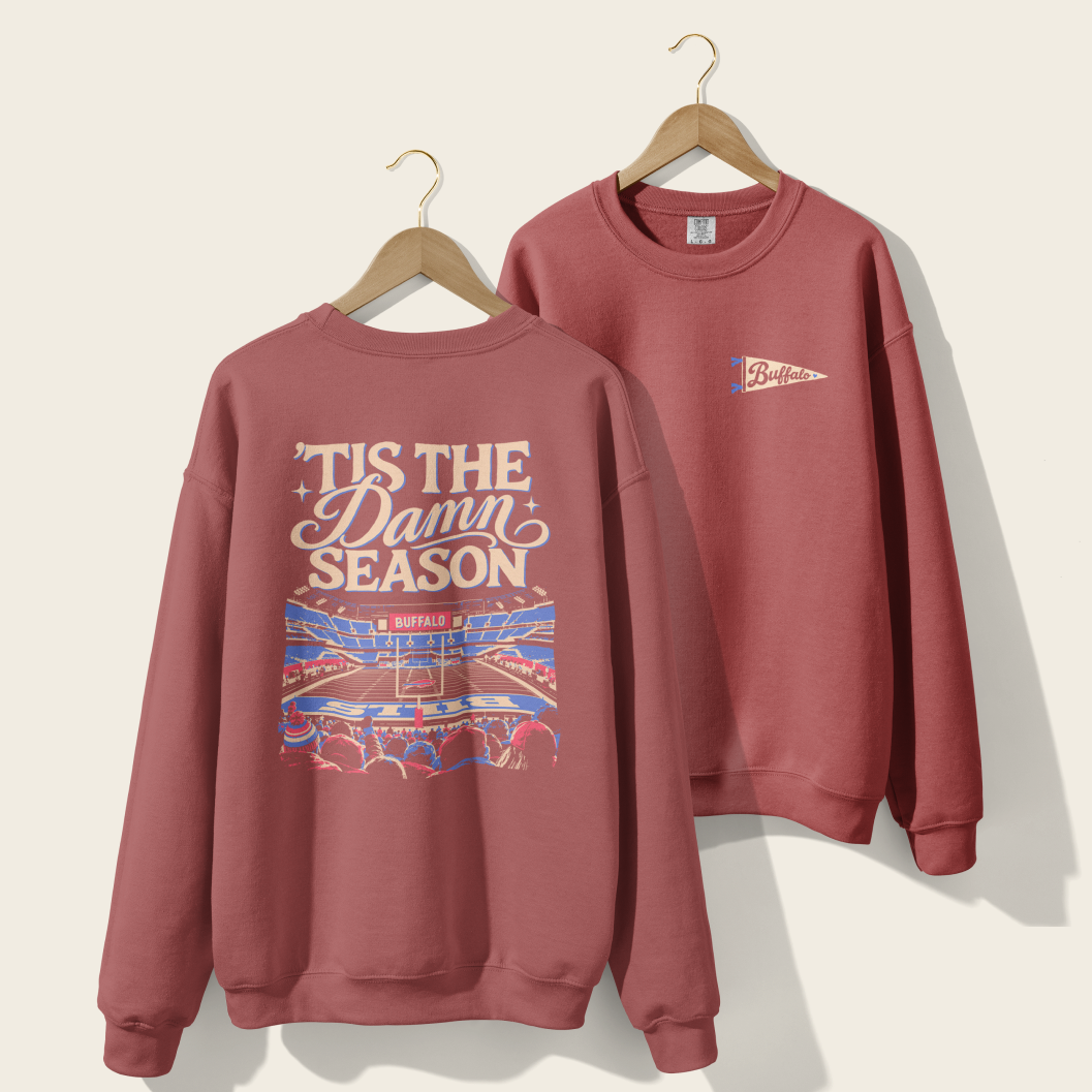 ’Tis the Damn Season Buffalo Crewneck in Crimson