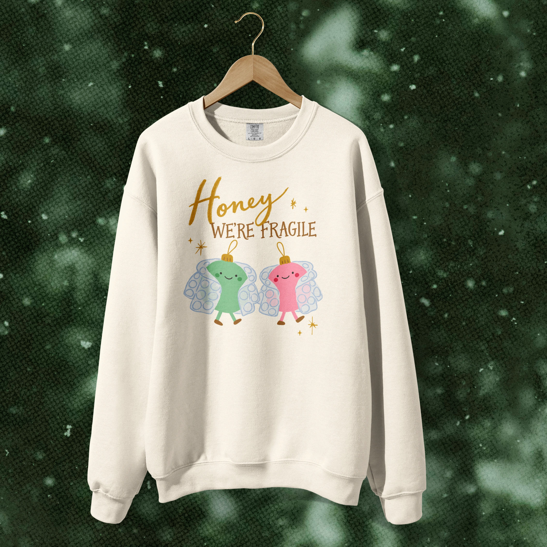 Honey We're Fragile Crewneck in White