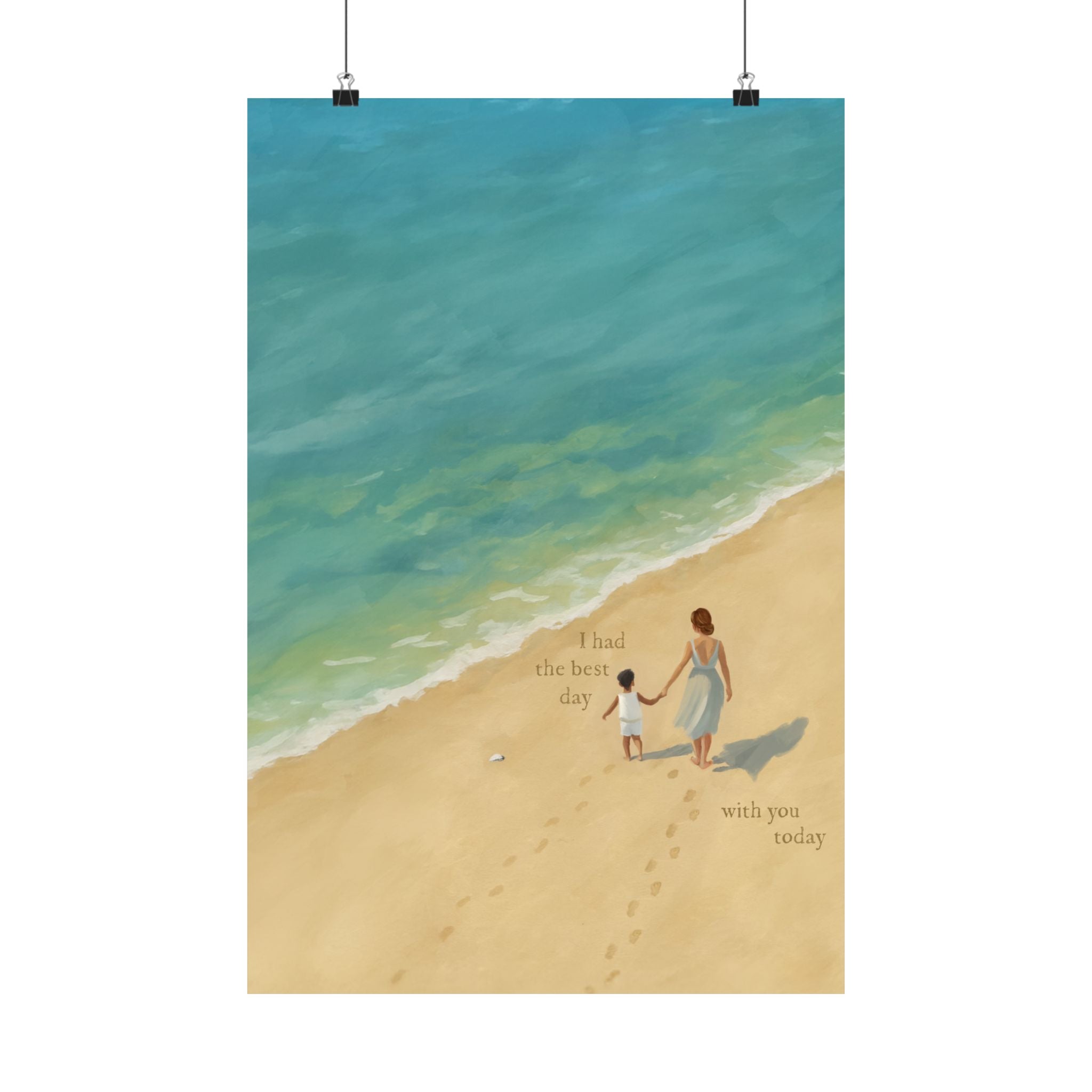 Best Day on the Beach with Latino Mom & Son Print