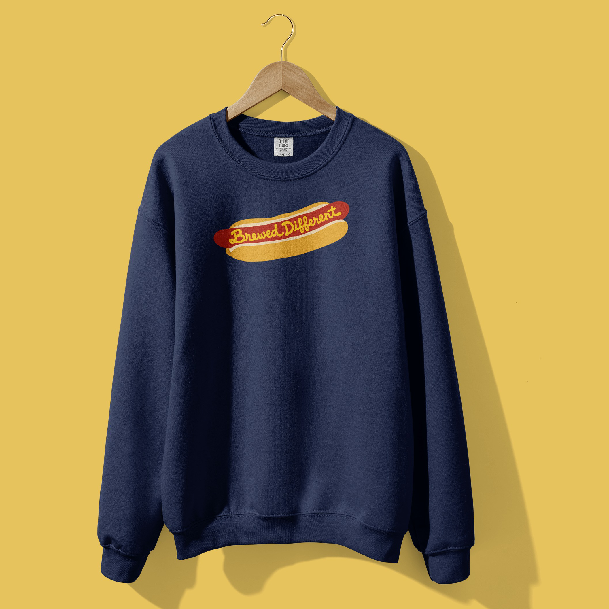 Brewed Different Hot Dog Crewneck in True Navy