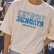 Detroit Sundays Boxy Tee in Ivory, on model