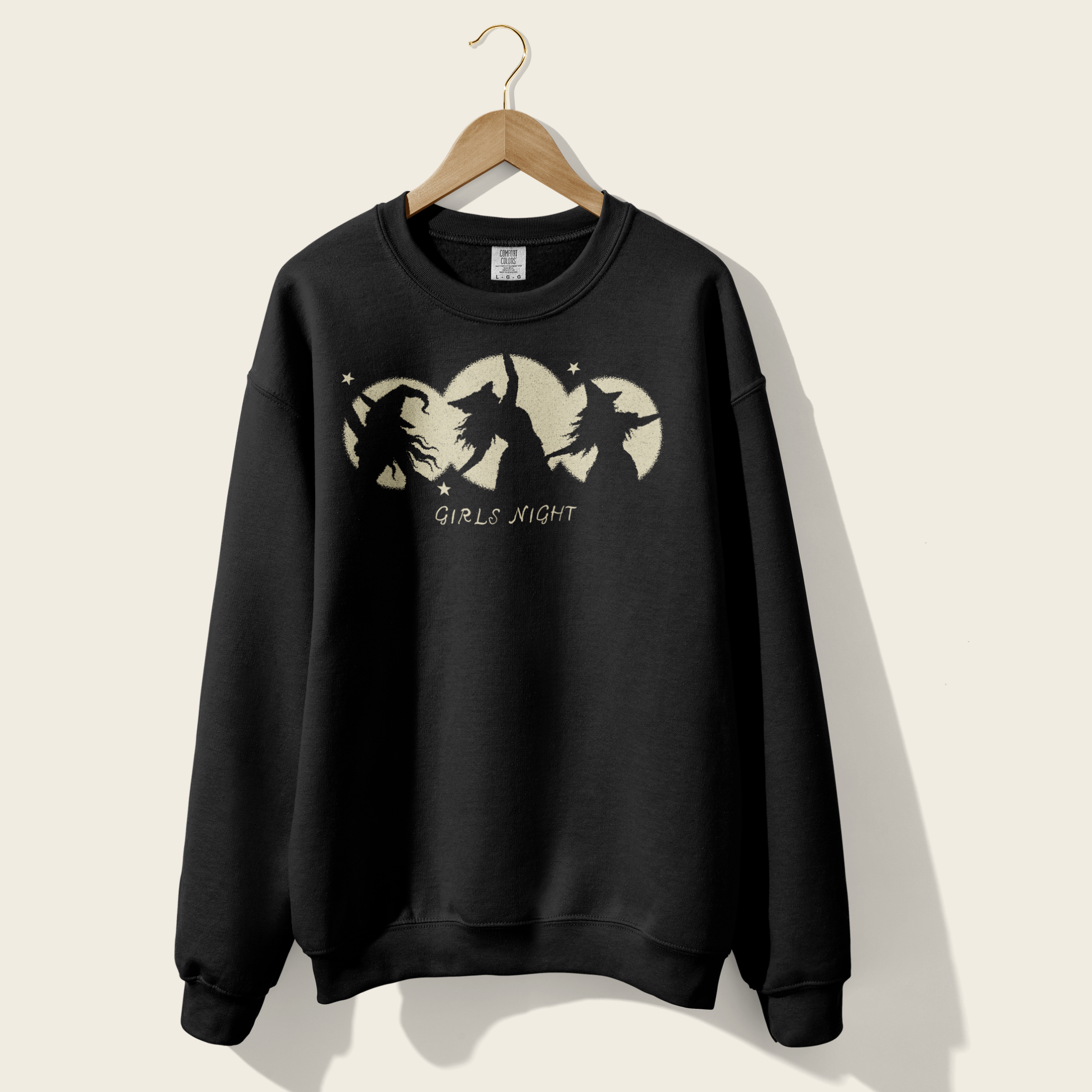 Girls Night Lightweight Crewneck in Black