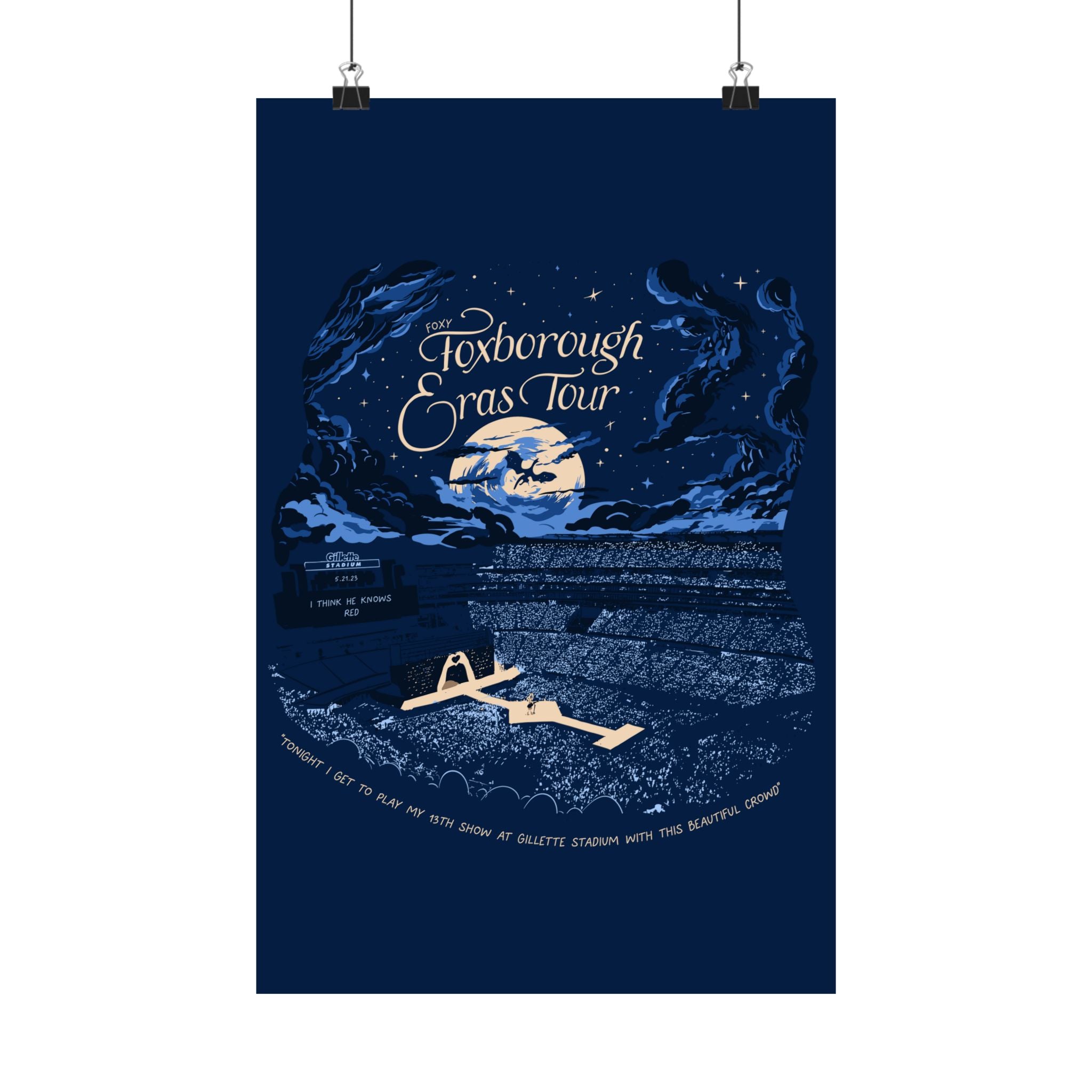 Navy Night Three Foxborough Eras Tour Gillette Stadium Poster