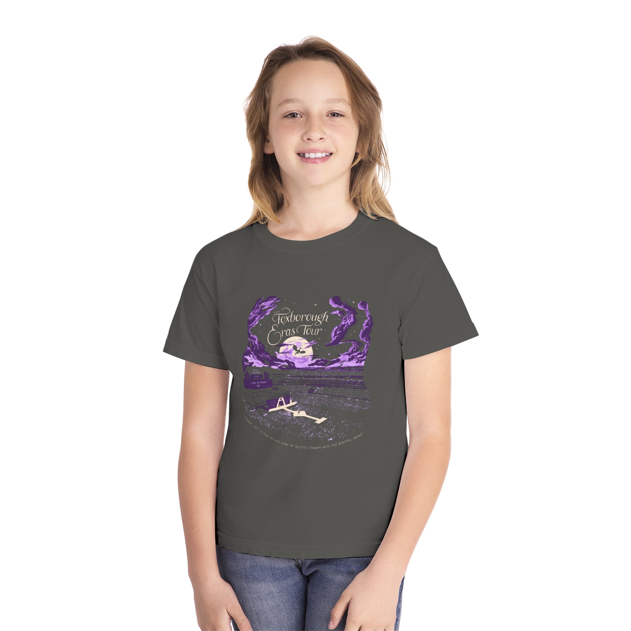 Kid's Night Three Foxborough Eras Tour Gillette Stadium Youth Midweight Tee