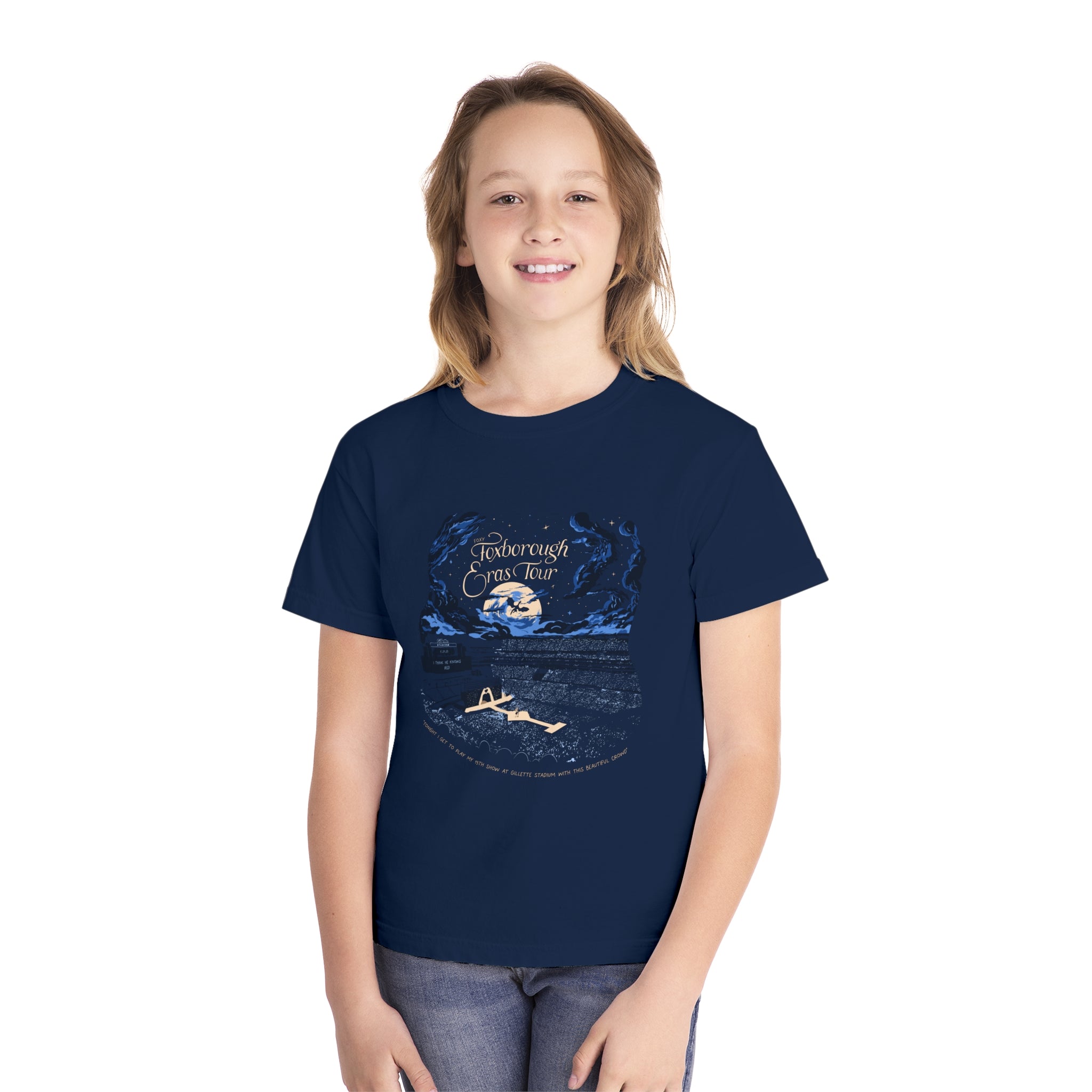 Kid's Night Three Foxborough Eras Tour Gillette Stadium Youth Midweight Tee