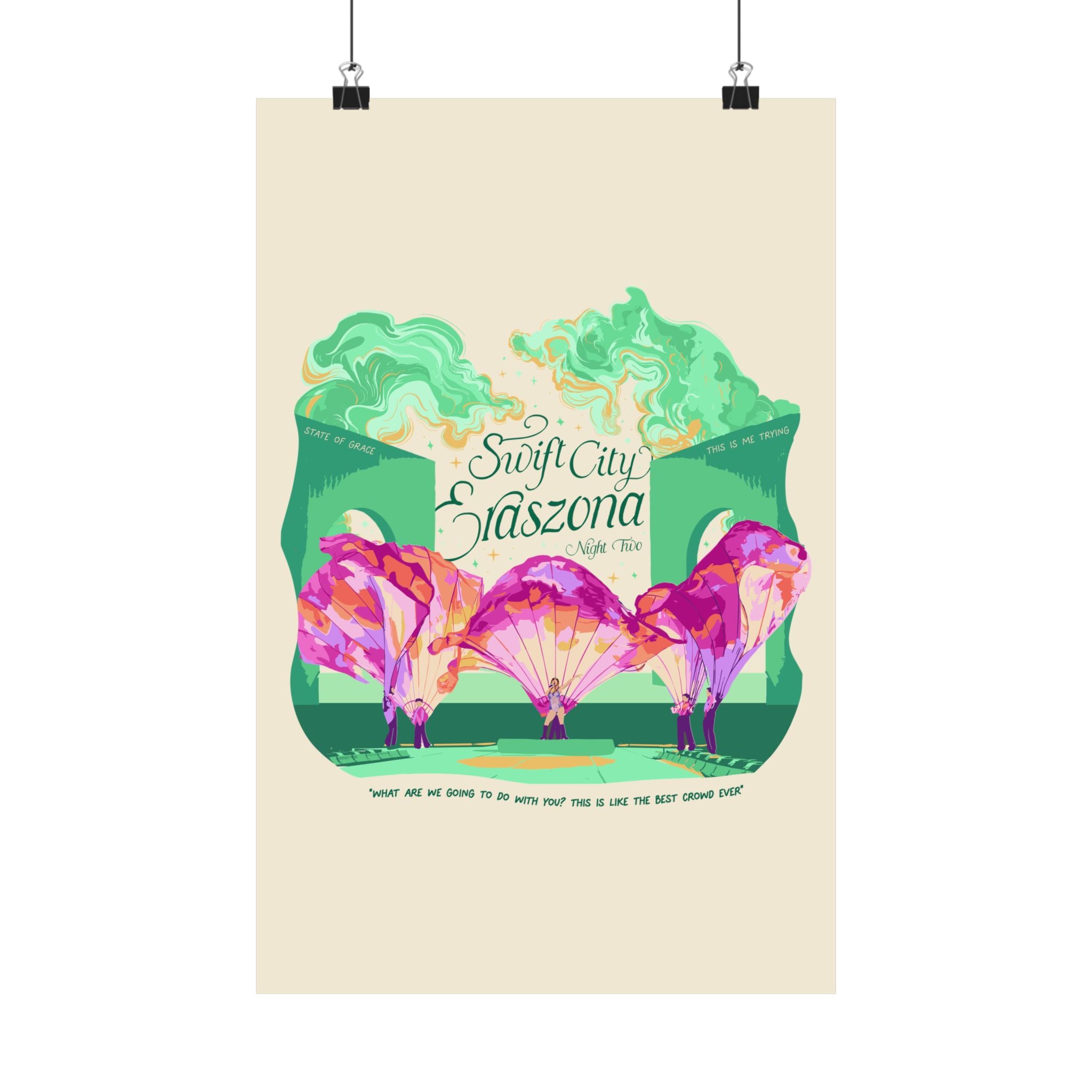 Green Surprise Song Dress Night Poster Glendale Eras Tour Poster