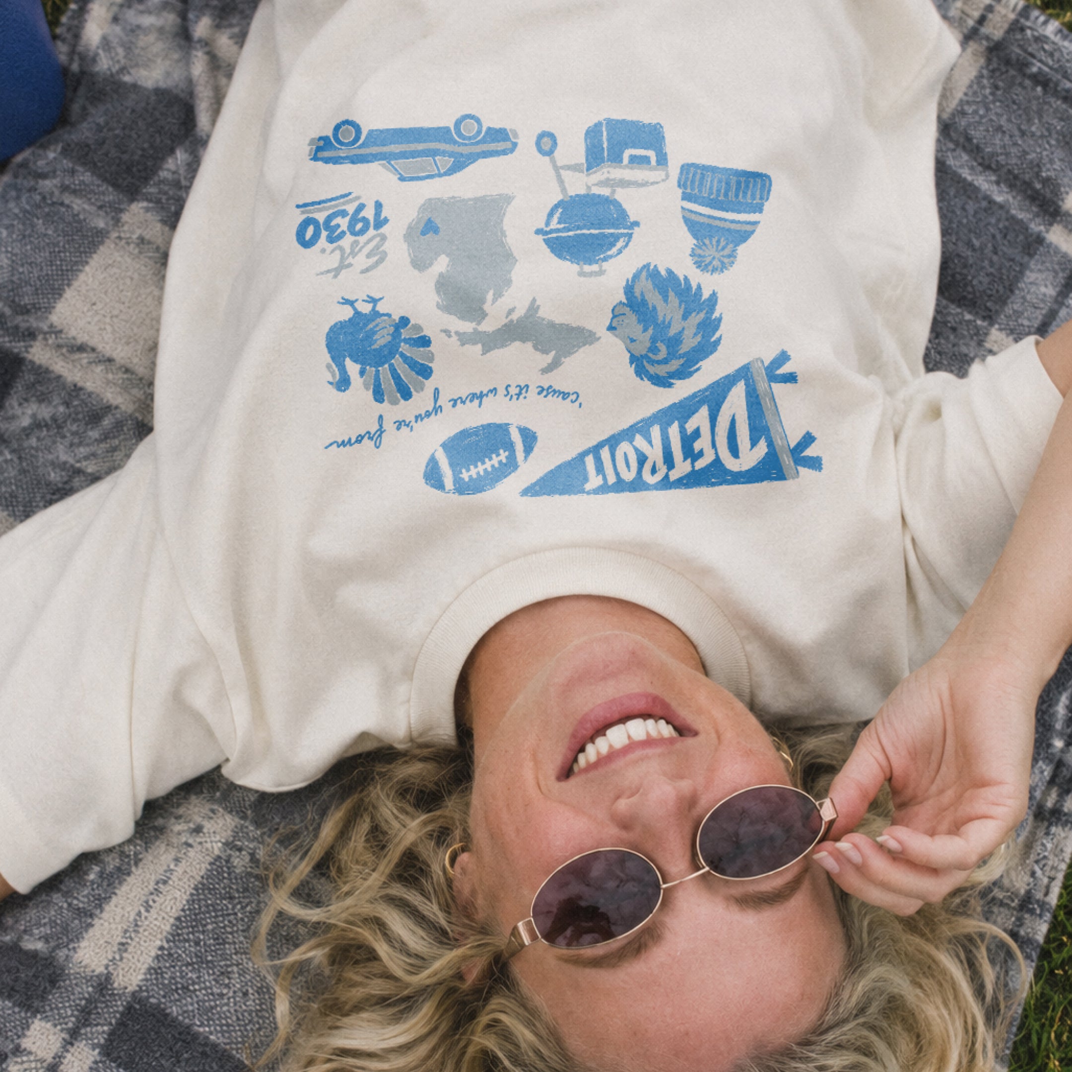 Detroit Forever Tee in Ivory, on model