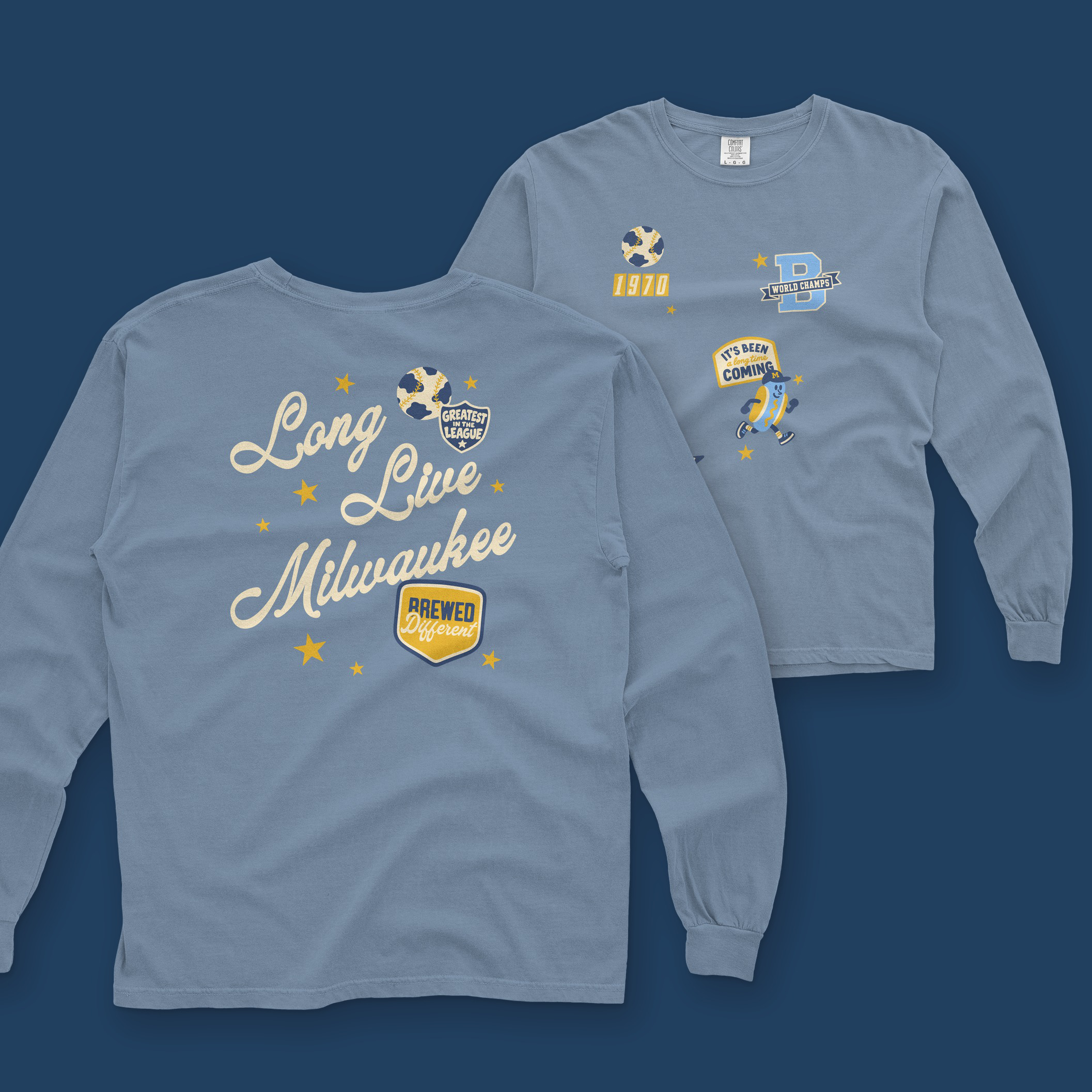 Long Live Milwaukee Long Sleeve Tee in Blue Jean