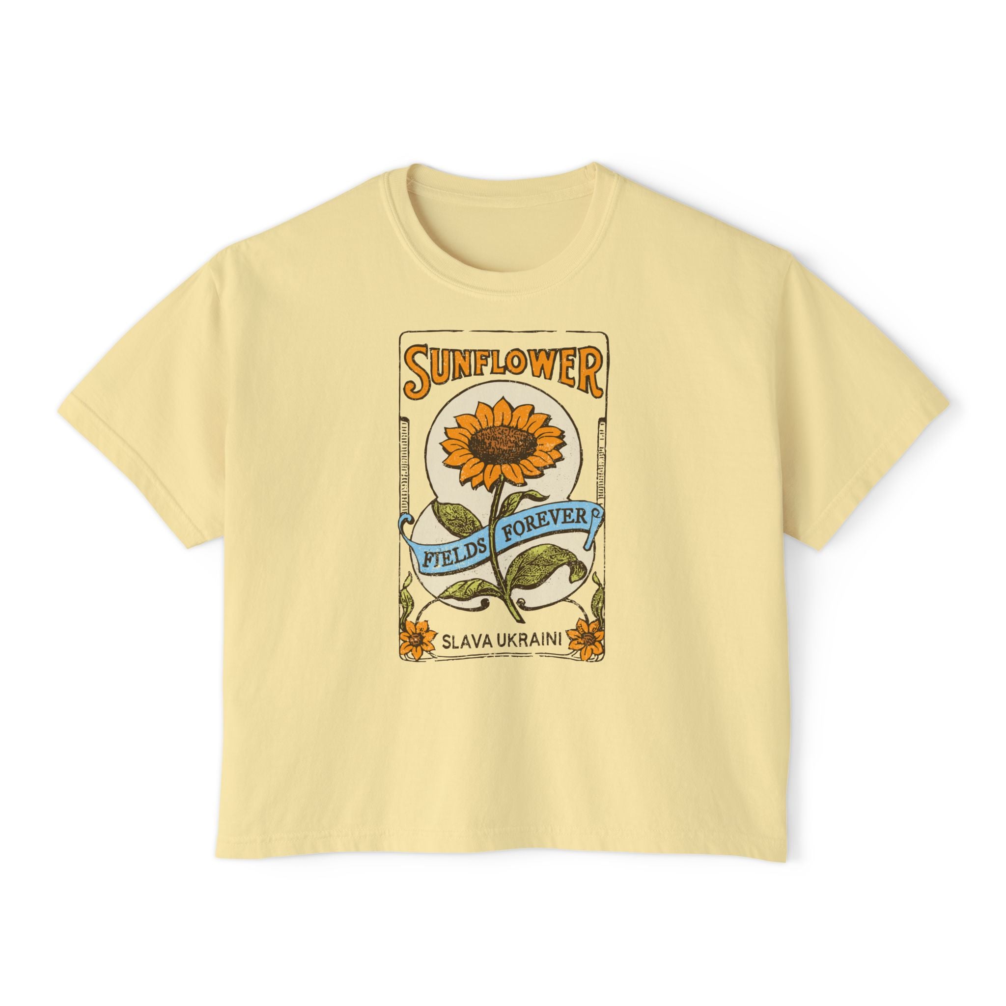 Sunflower Fields Forever Comfort Colors Crop Top