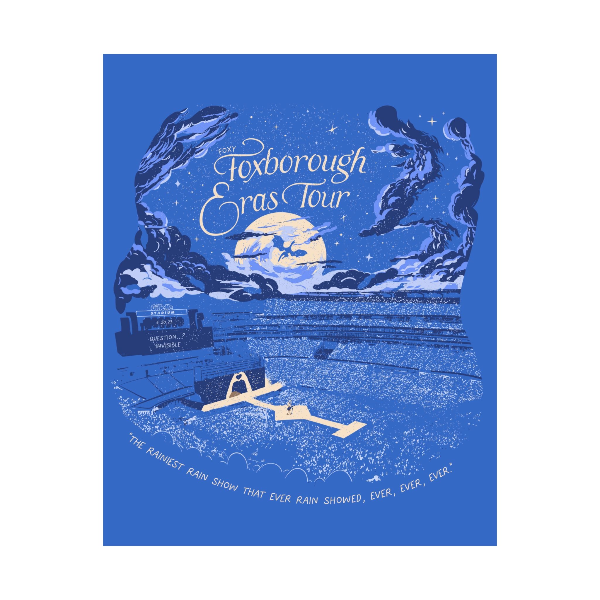 Blue Night Two Foxborough Eras Tour Gillette Stadium Poster