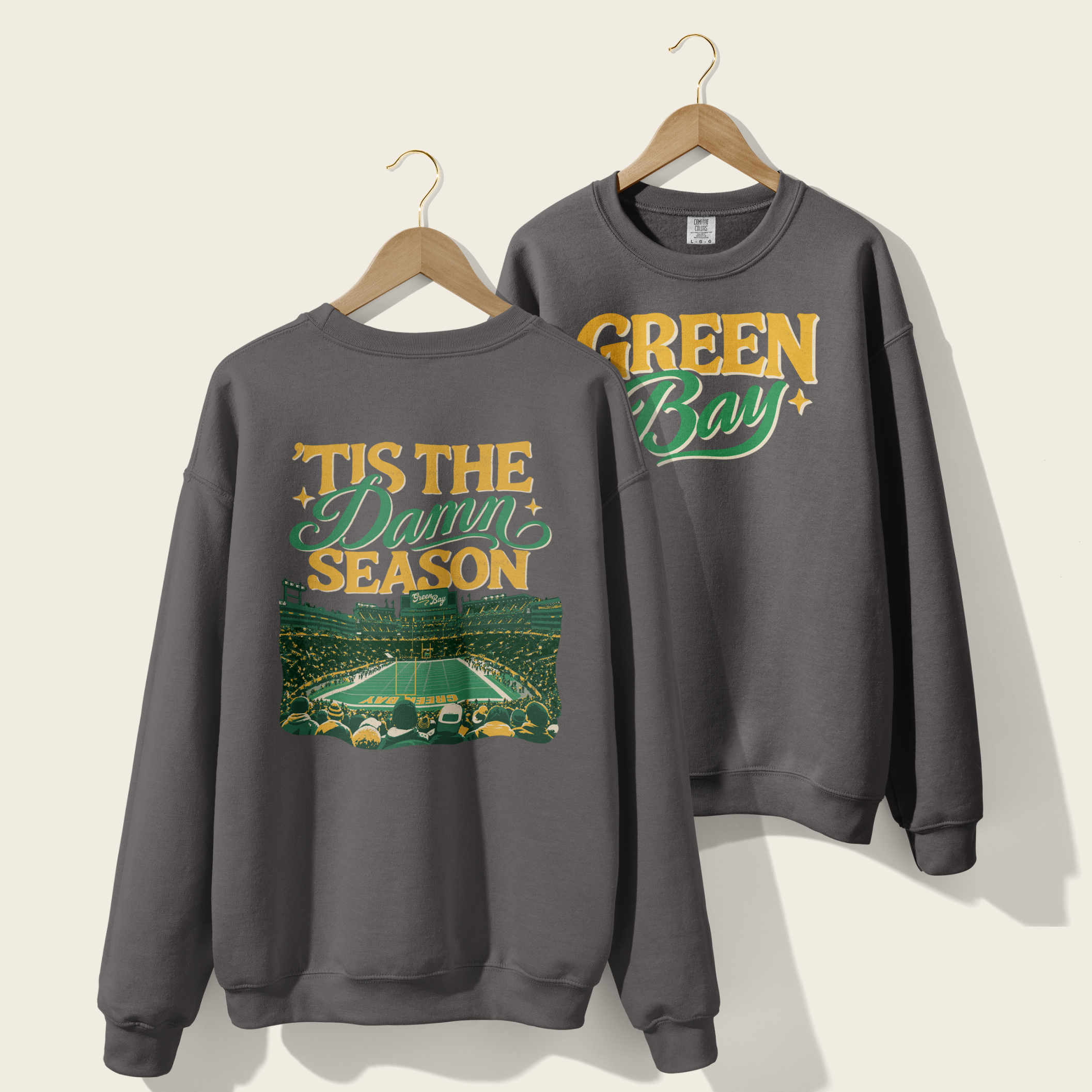 ’Tis the Damn Season Green Bay Crewneck in Pepper