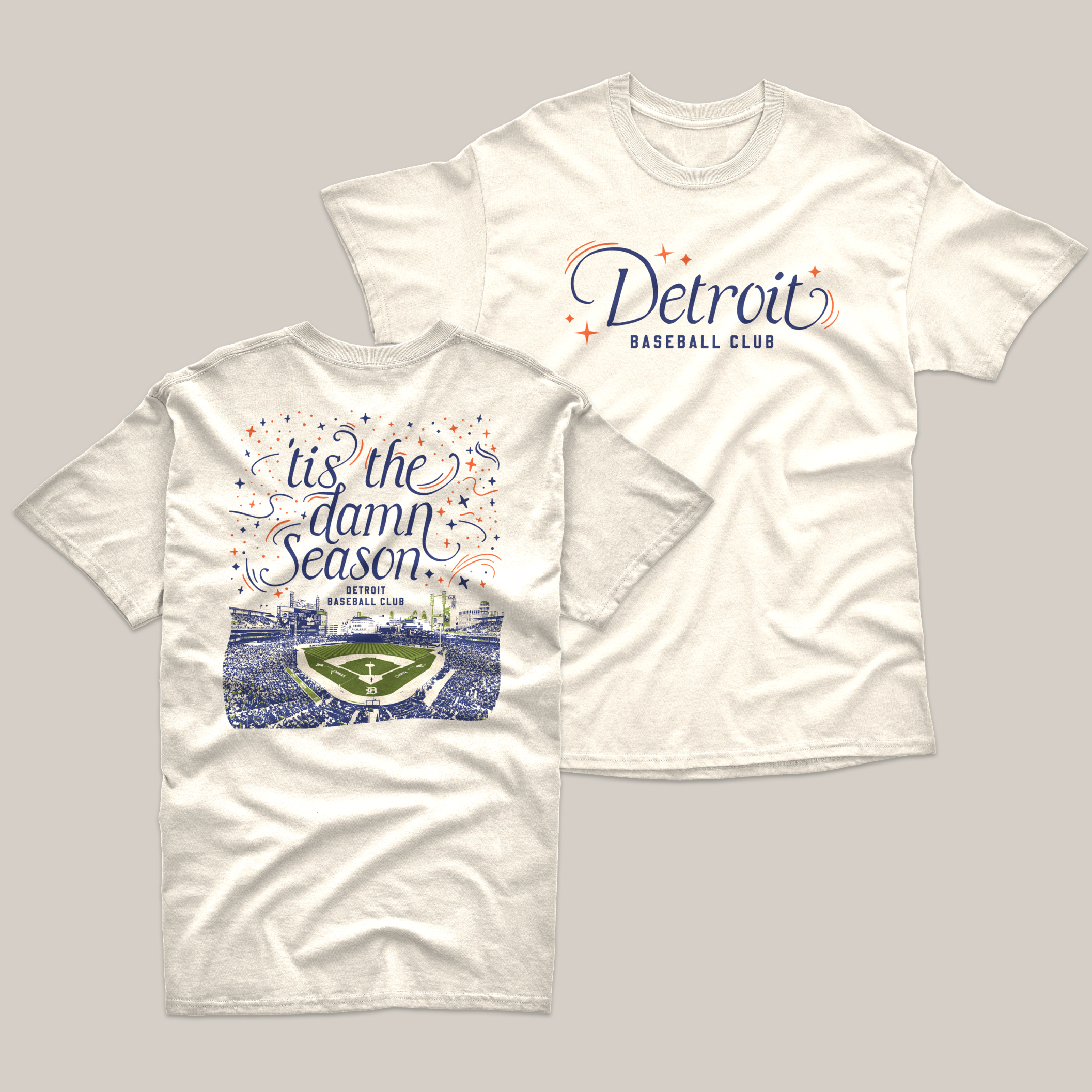 Detroit 'Tis the Damn Season Tee in Ivory, front and back