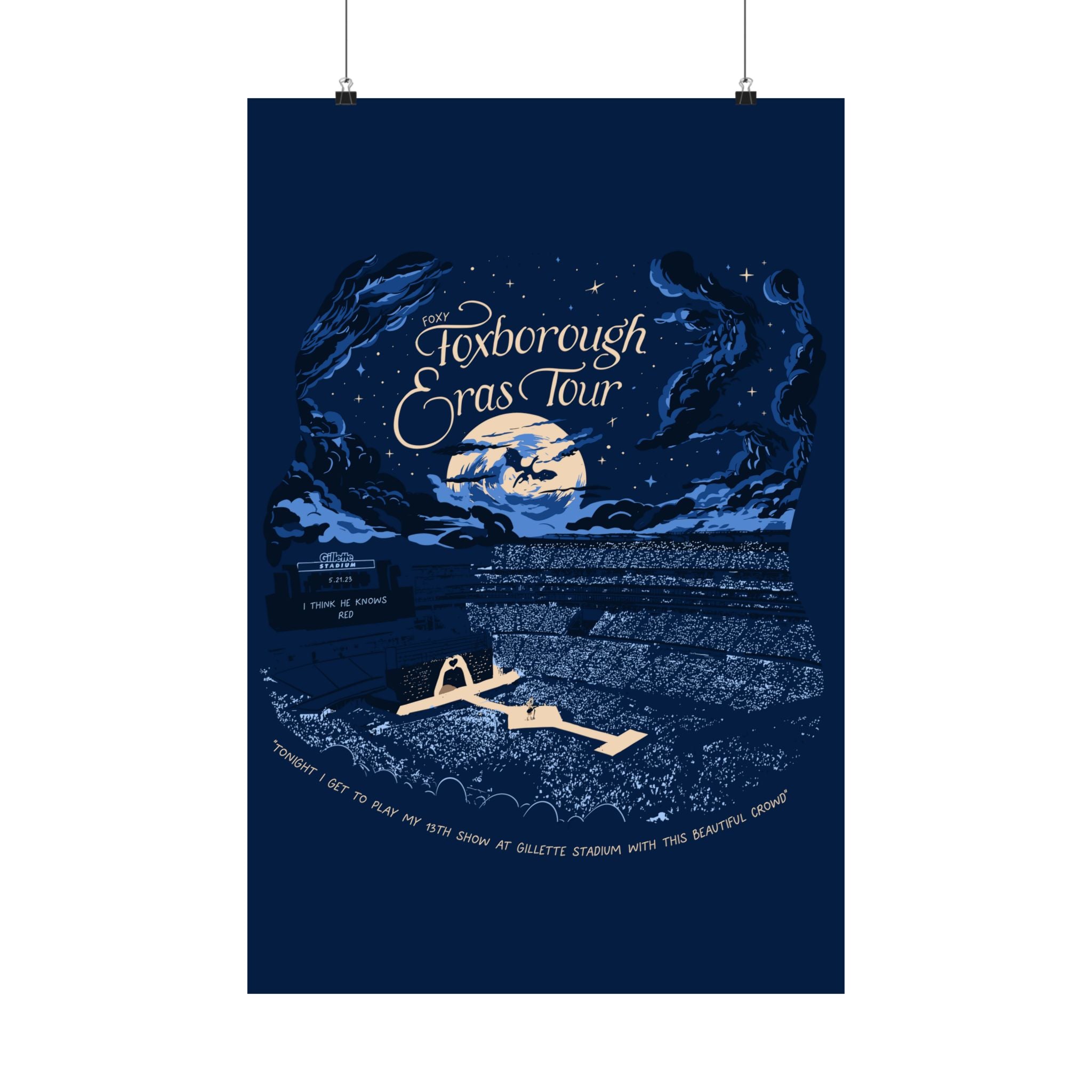 Navy Night Three Foxborough Eras Tour Gillette Stadium Poster
