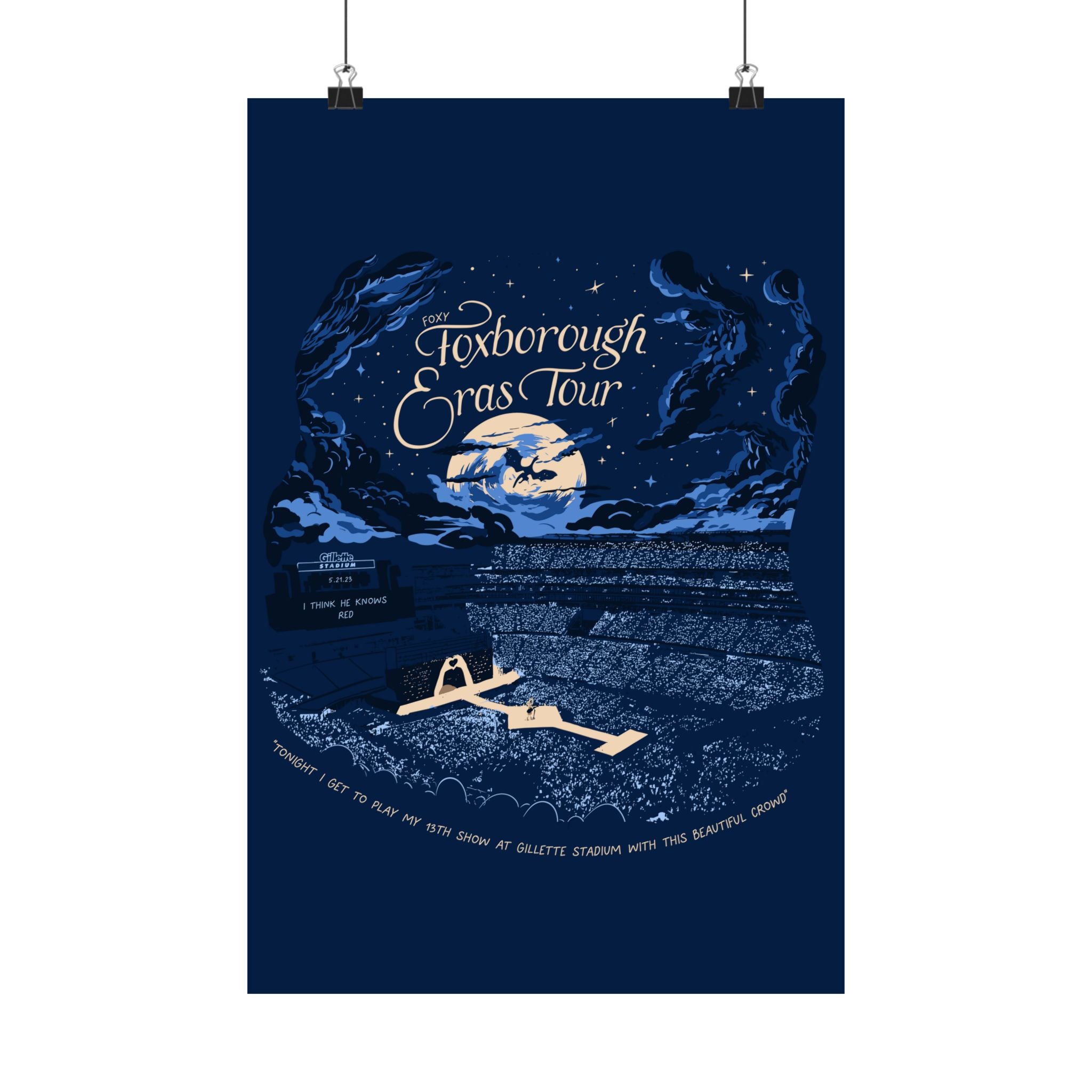 Navy Night Three Foxborough Eras Tour Gillette Stadium Poster