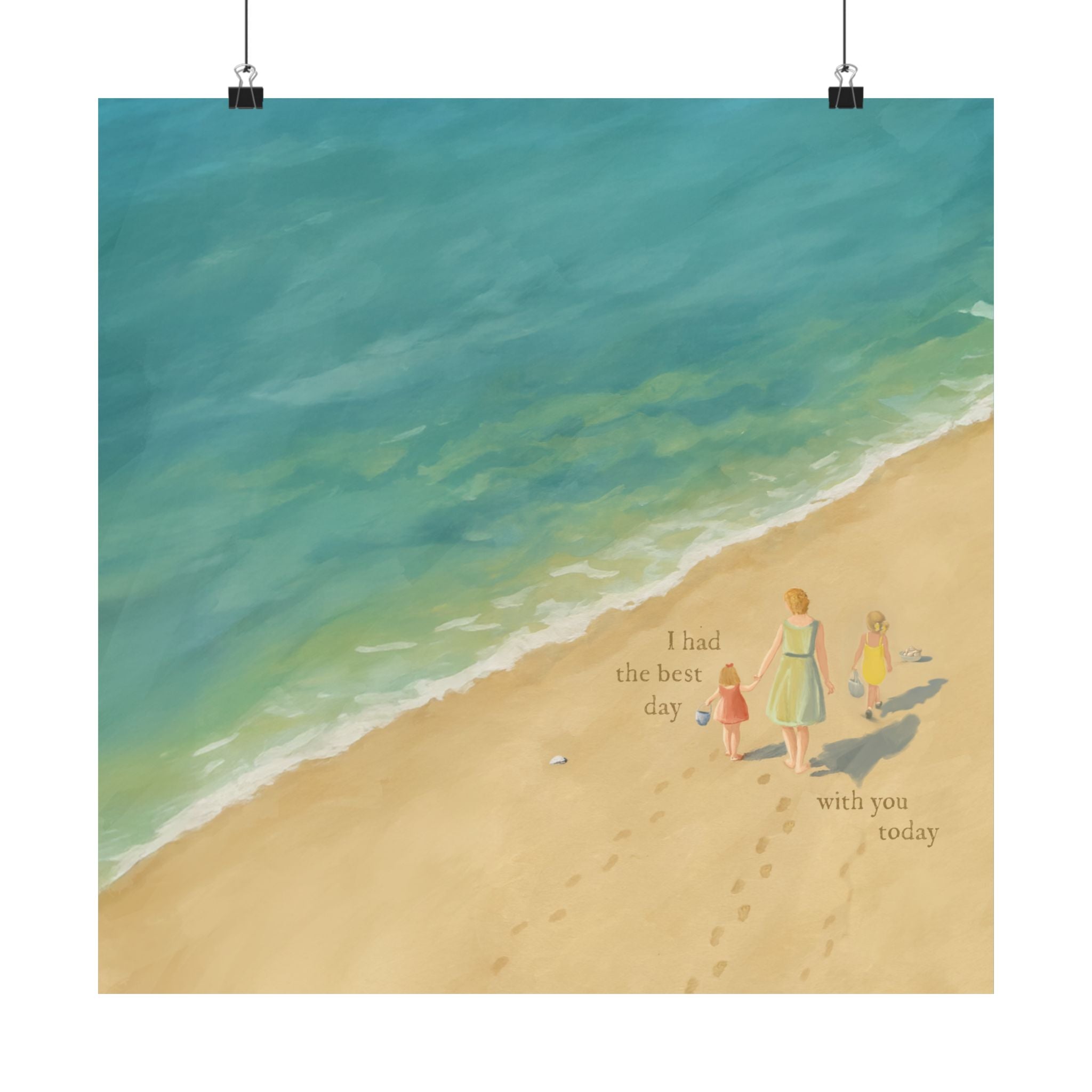 Best Day on the Beach – Blonde Mom & Daughters Print