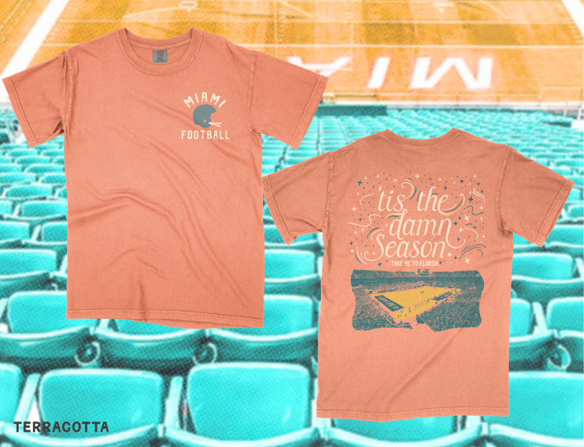Miami Football 'Tis the Season Hard Rock Stadium Tee in Terracotta