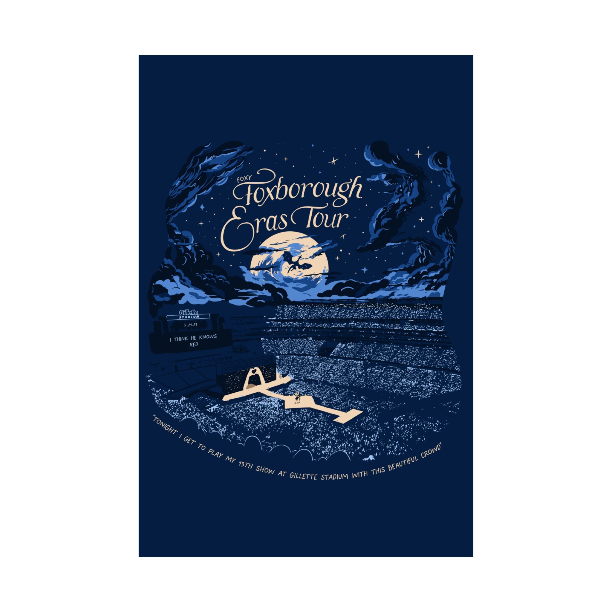 Navy Night Three Foxborough Eras Tour Gillette Stadium Poster