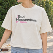 The Real Housewives of Antifa Boxy Tee in Ivory, on model