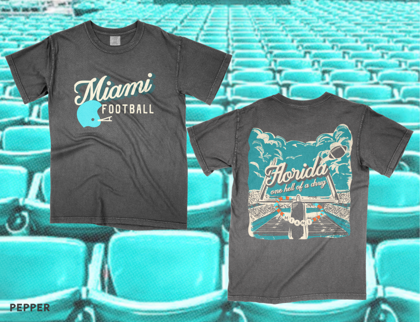 Miami Football, One Hell Of A Drug Tee in Pepper