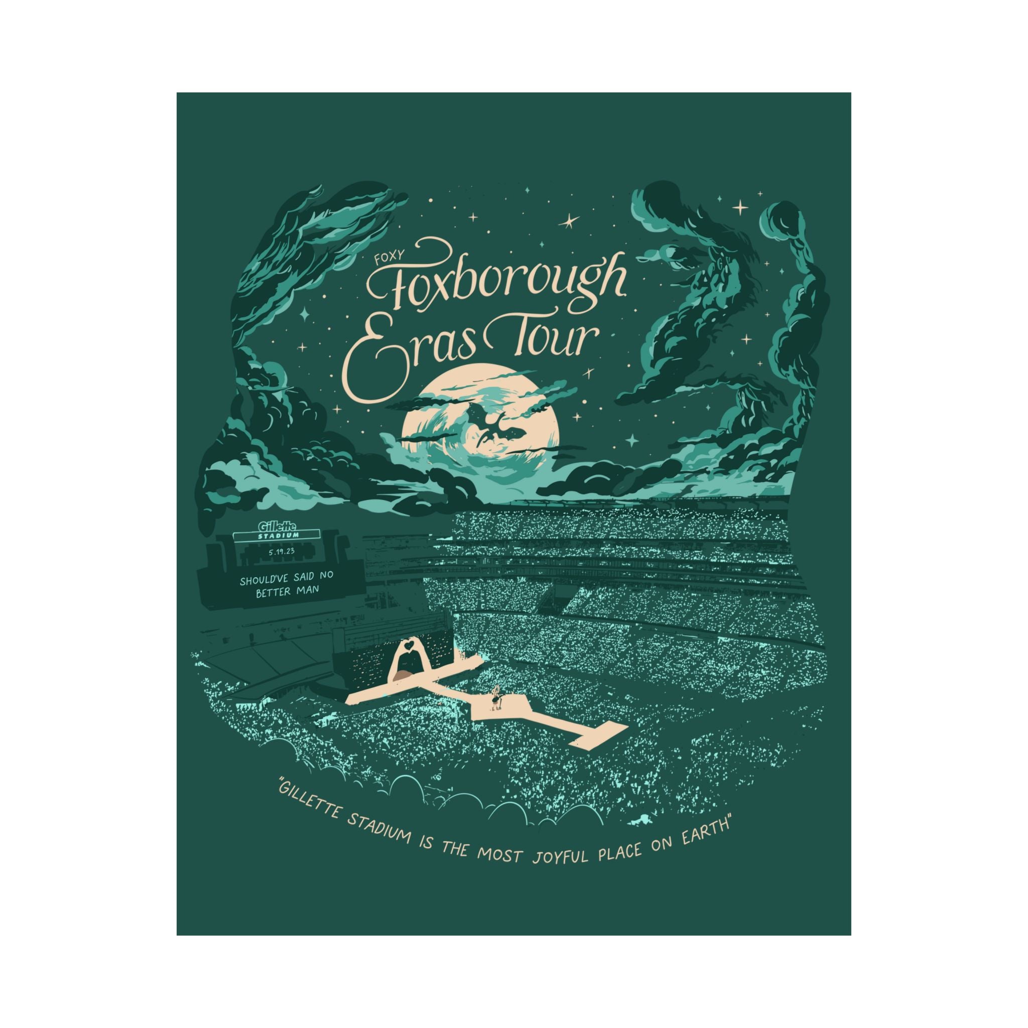 Emerald Night One Foxborough Eras Gillette Stadium Poster