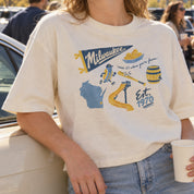 Milwaukee Forever Boxy Tee in Ivory, on model