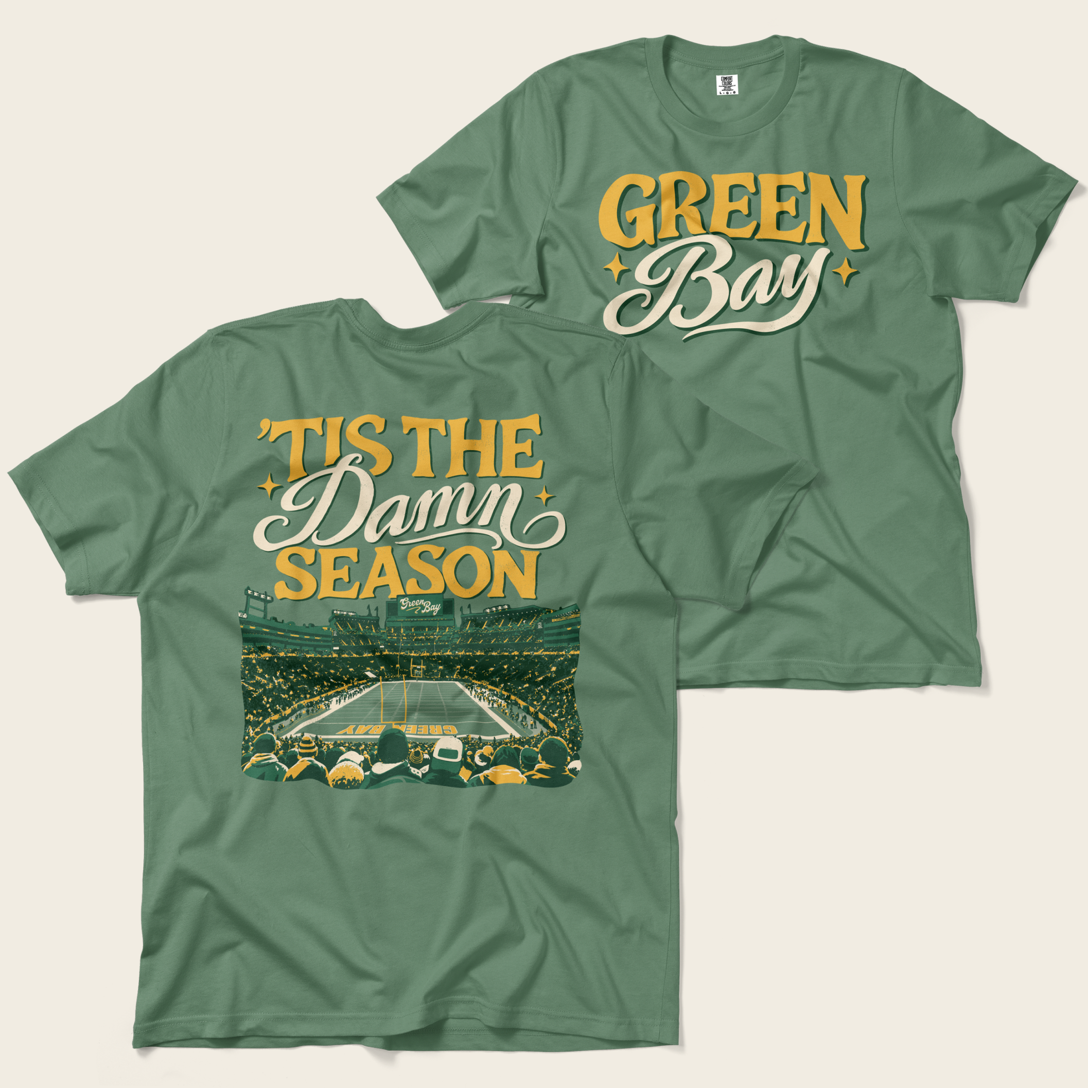 ’Tis the Damn Season Green Bay Tee in Light Green