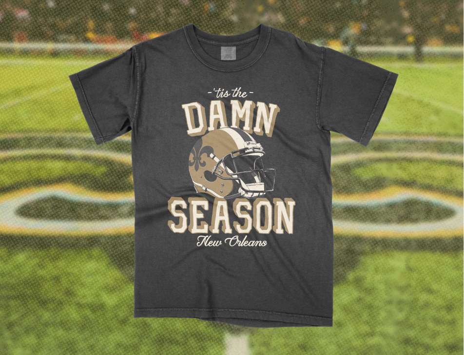New Orleans Football 'Tis The Season Tee in Graphite