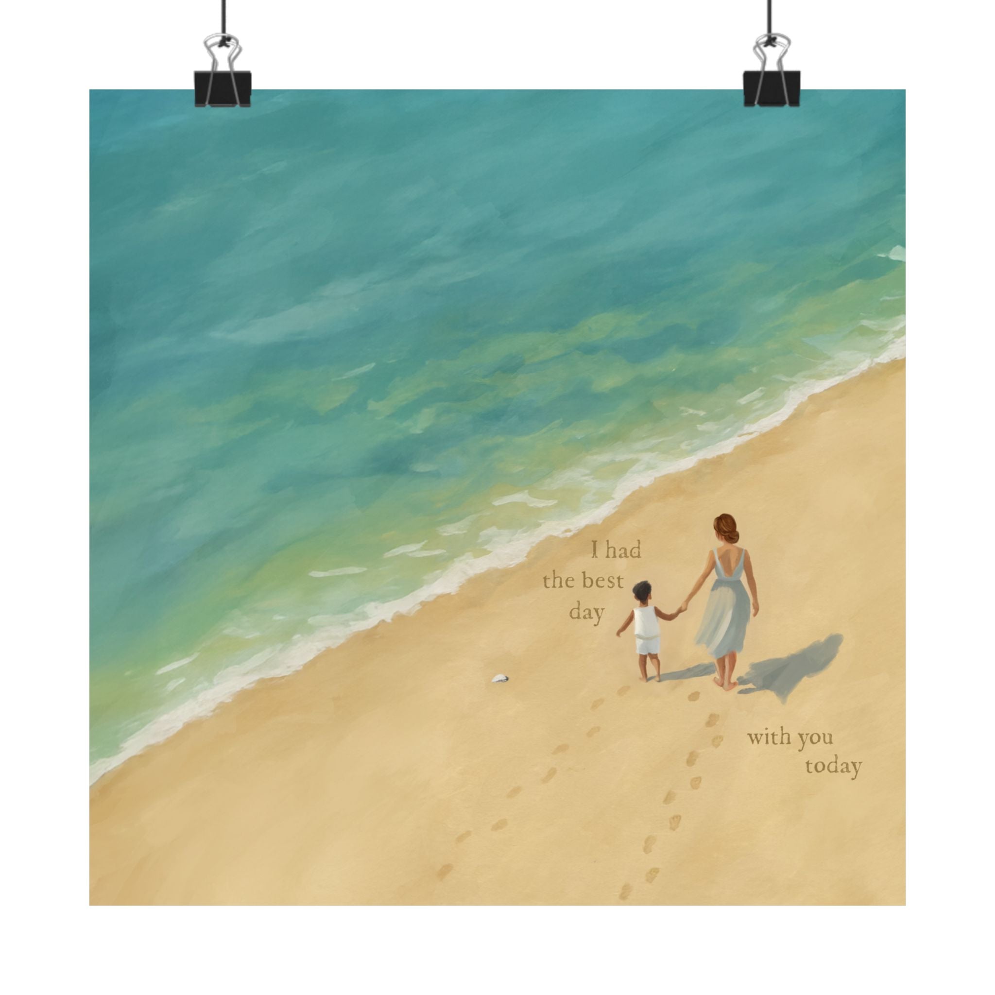 Best Day on the Beach with Latino Mom & Son Print