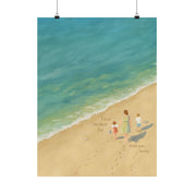 Best Day on the Beach – Brunette Mom, Son, and Daughter Print