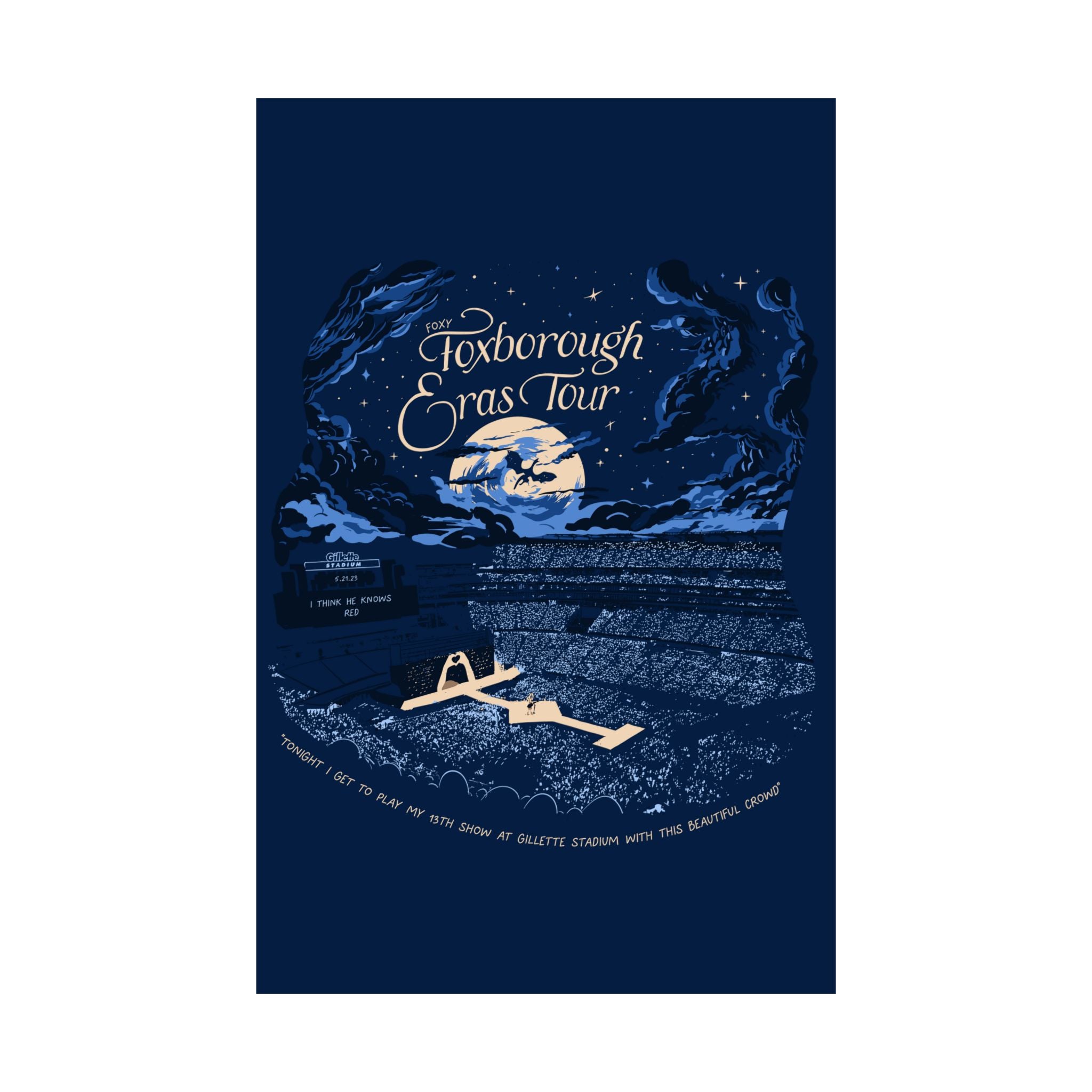 Navy Night Three Foxborough Eras Tour Gillette Stadium Poster