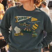 Green Bay Forever Crewneck in Blue Spruce, on model