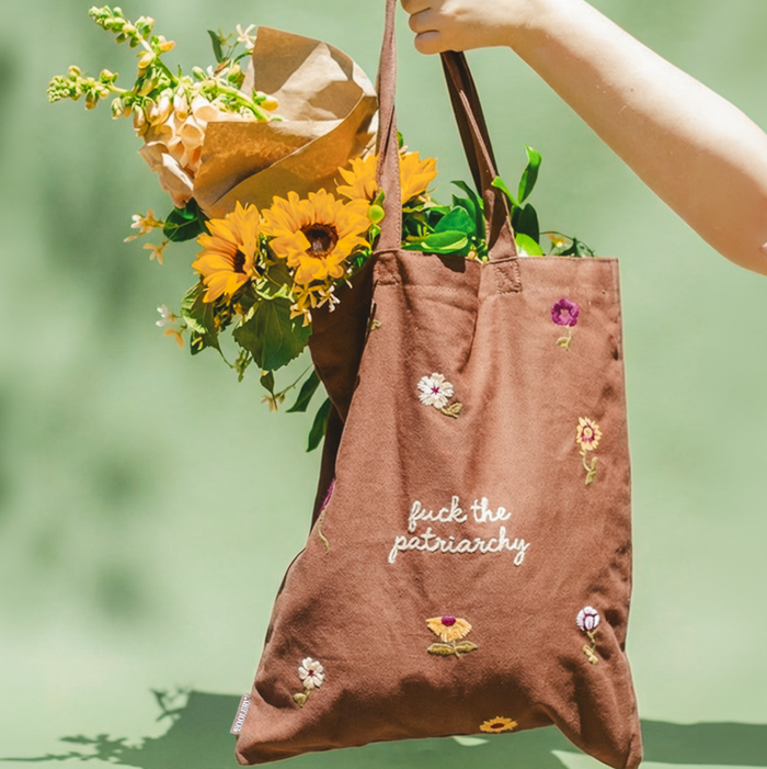 Fuck the Patriarchy Embroidered Tote Bag