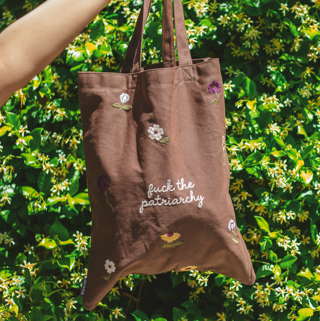 Fuck the Patriarchy Embroidered Tote Bag