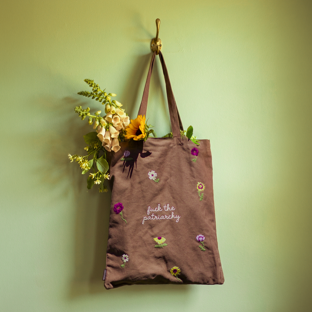 Fuck the Patriarchy Embroidered Tote Bag