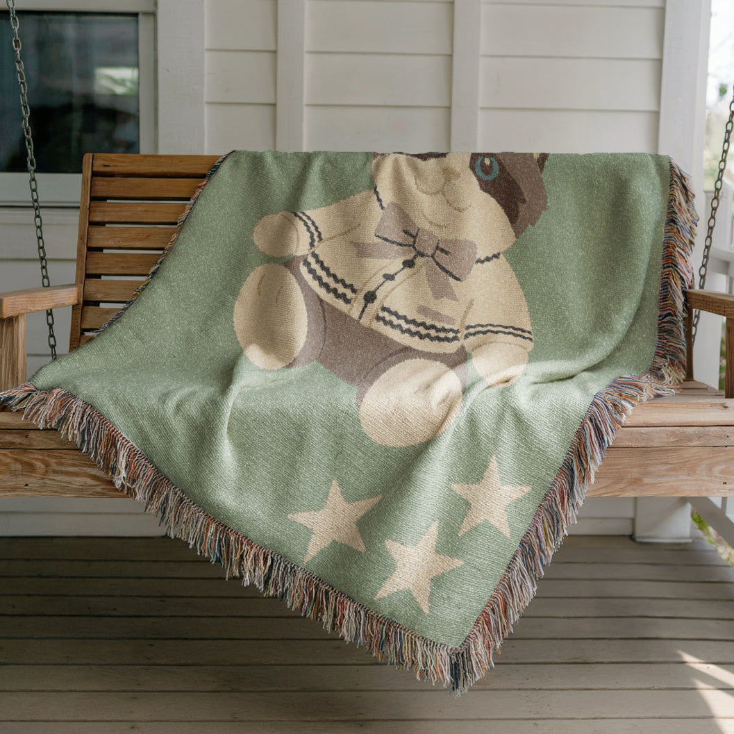 Cardigan Cat Woven Blanket