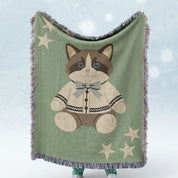Cardigan Cat Woven Blanket