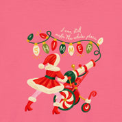Shimmer Santa Youth Tee print close-up