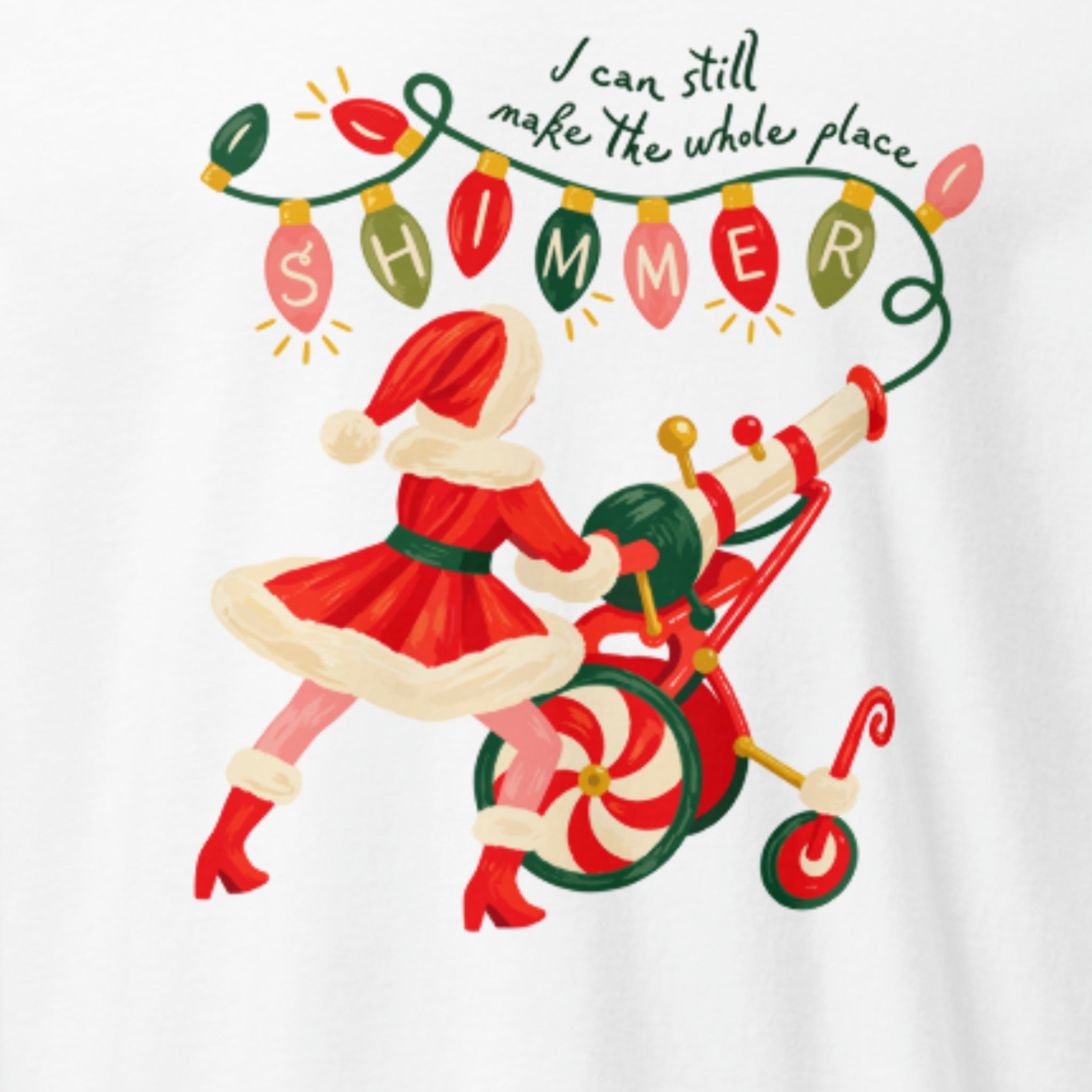Shimmer Santa Long Sleeve print close-up