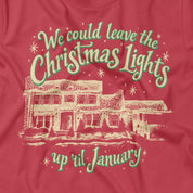 Christmas Lights 'Til January Tee print close-up