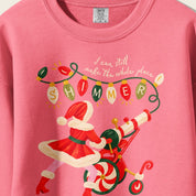 Shimmer Santa Crewneck print close-up