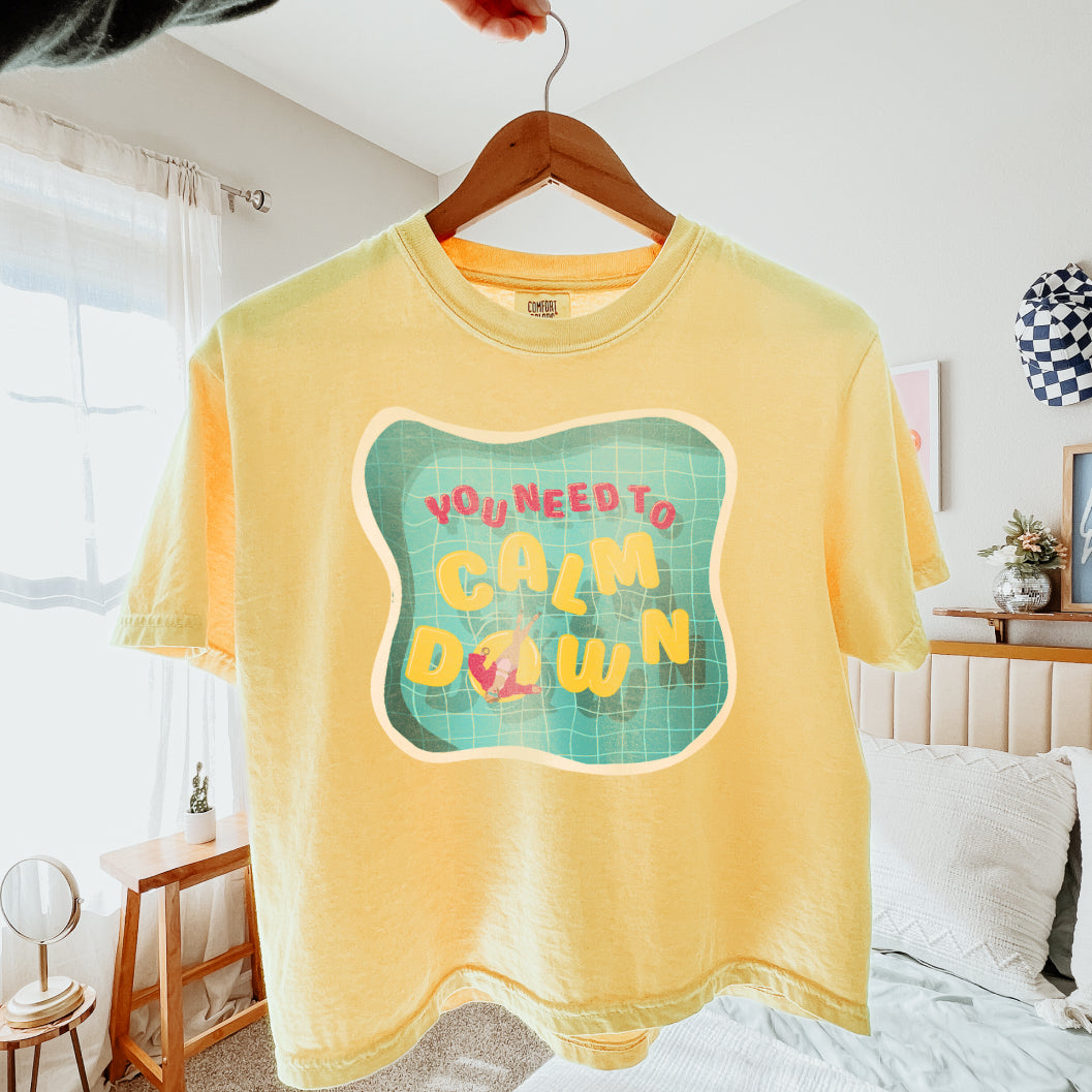 Calm Down Comfort Colors Crop Top