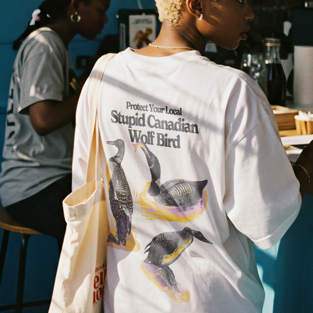 Stupid Canadian Wolf Bird Tee