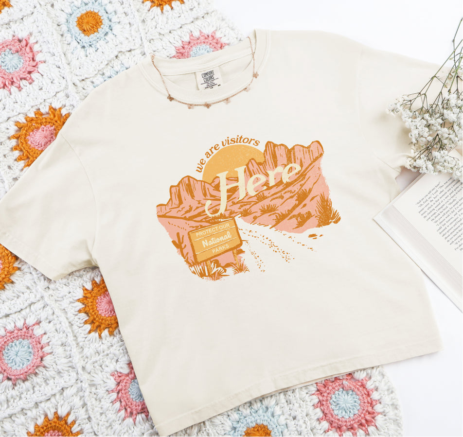 We are Visitors Here Comfort Colors Crop Tee