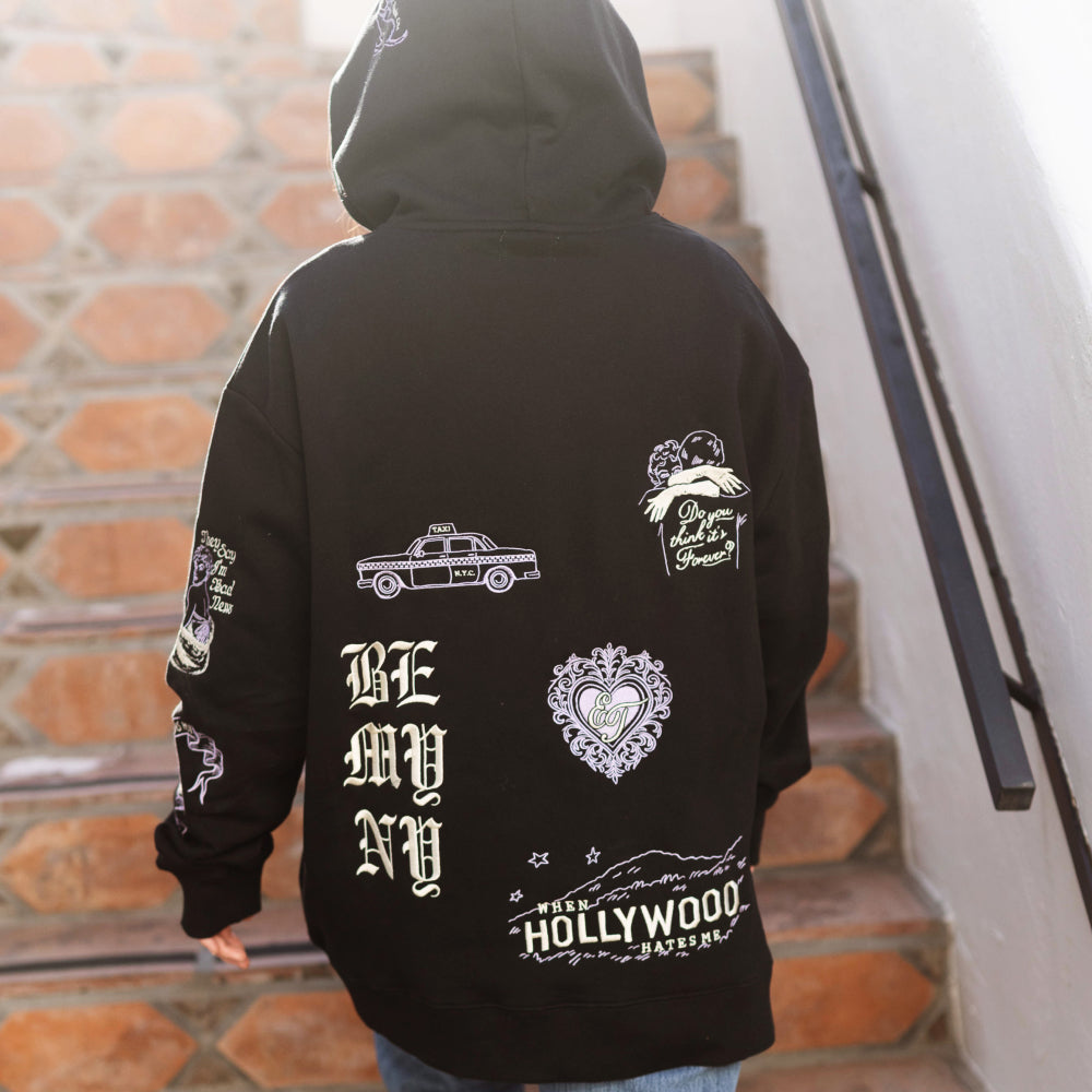 Violet Tears Embroidered Hoodie