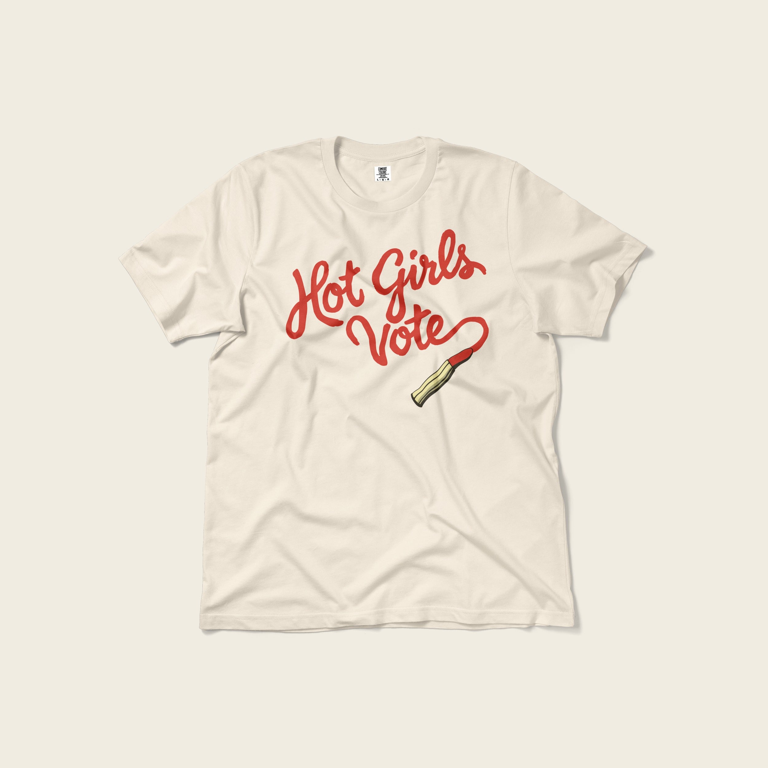 Hot Girls Vote Tee in Ivory